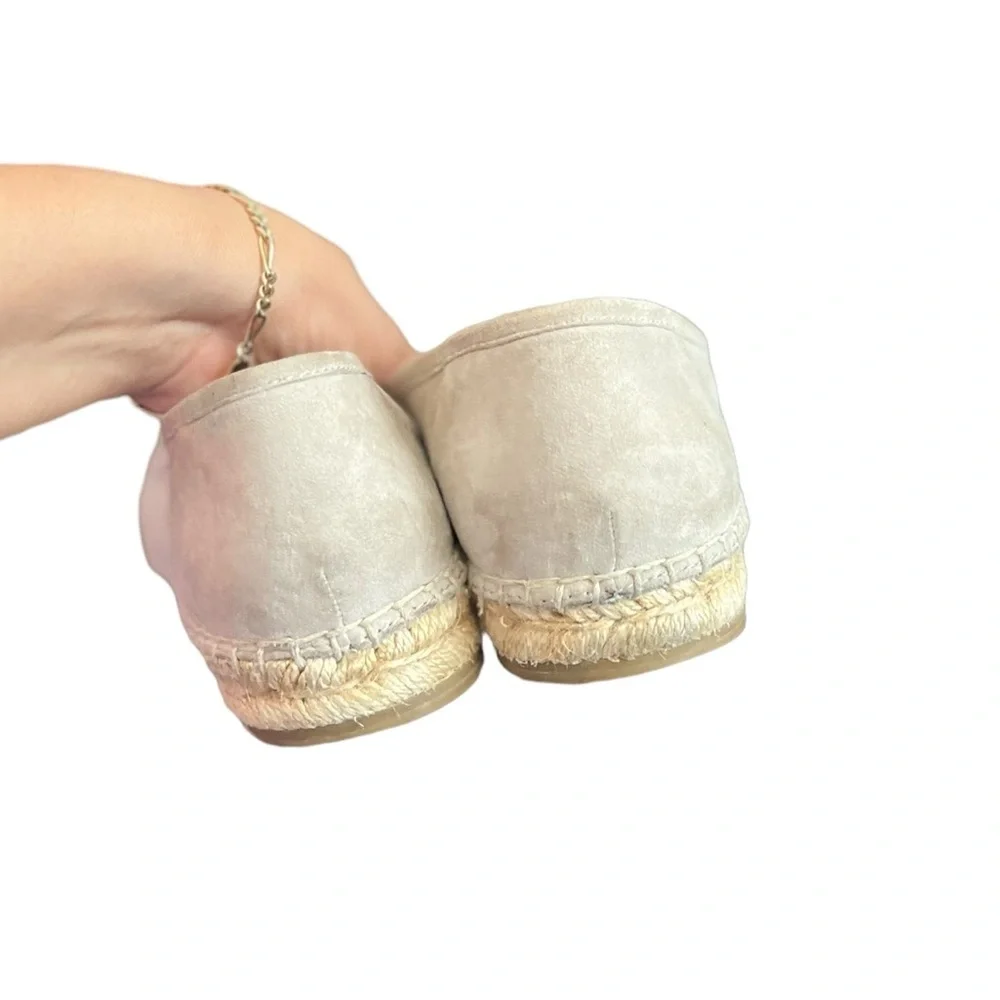FRYE Espadrilles Leather Suede Gray Cement Closed Toe Flats Loafers Slip Ons